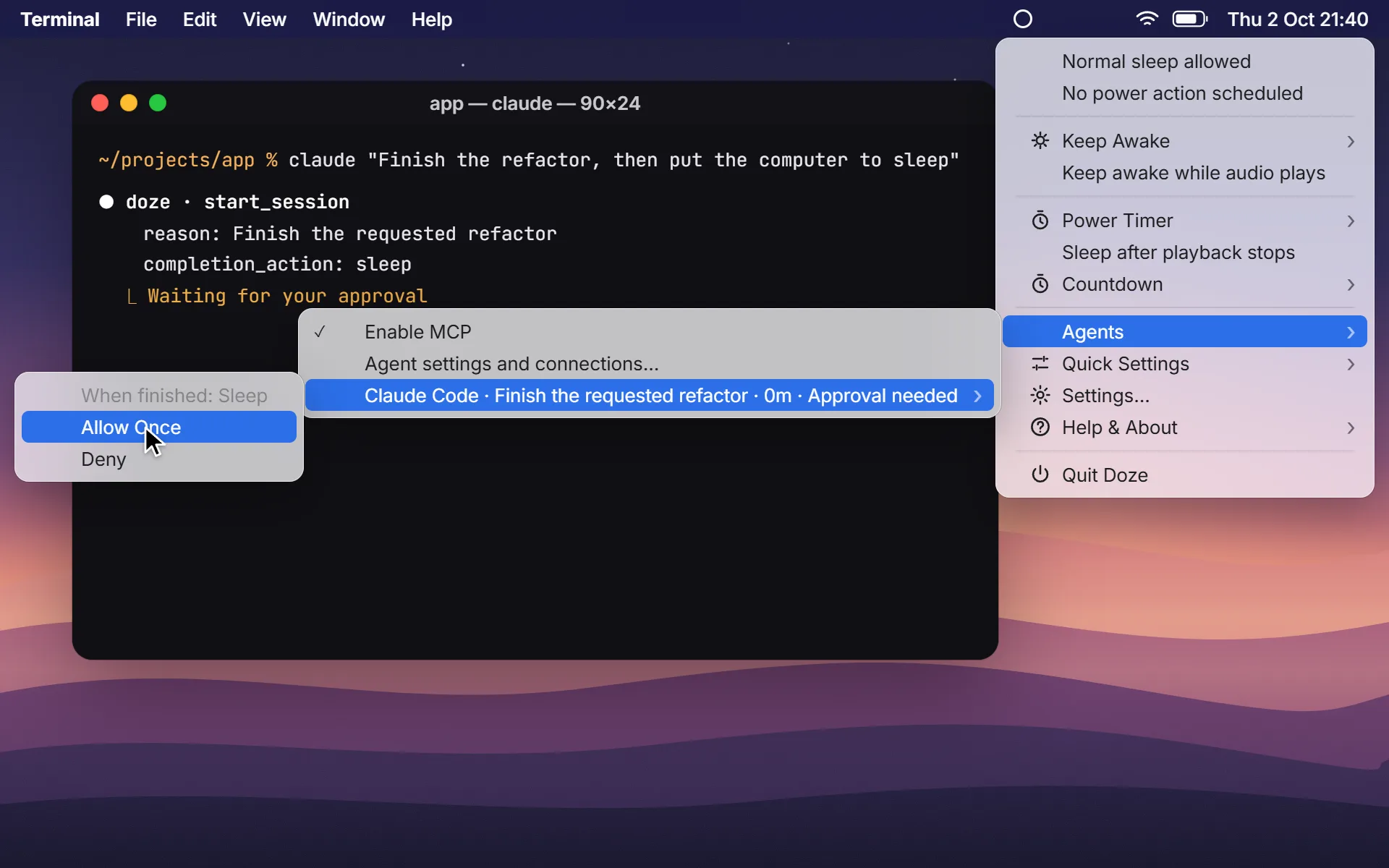 Finish the refactor, then go to sleep on macOS